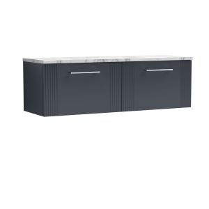 1200 Wall Hung 2-Drawer Vanity & Laminate Worktop - Nuie DPF1494LCM2 Black, Black colour ,image 1