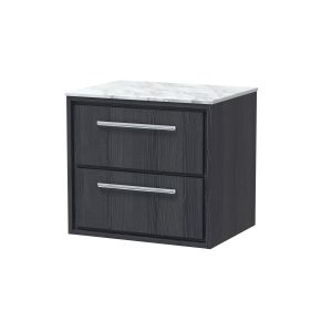 600mm Wall Hung 2-Drawer Vanity with Marble Worktop - Hudson Reed LIL2224CMT Grey, Grey colour ,image 1