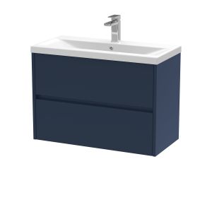 800mm Wall Hung 2-Drawer Unit & Basin 1 - Nuie HAV2906A Blue, Blue colour ,image 1