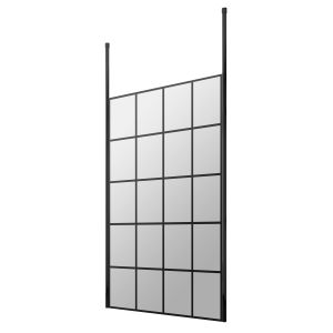 1100mm Frame Screen With Ceiling Posts - Hudson Reed BFCP11 Matt Black, Black colour ,image 1