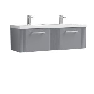 1200mm Wall Hung 2 Drawer Vanity & Double Basin - Nuie DPF294C Grey, Grey colour ,image 1
