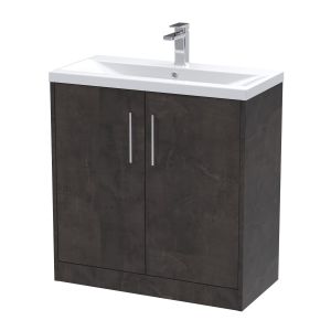 800mm Floor Standing 2 Door Vanity & Basin 1 - Hudson Reed JNU2605A Brown, Brown colour ,image 1