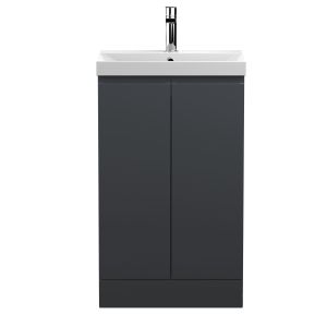 500mm Floor Standing 2 Door Vanity & Basin 3 - Hudson Reed URB1407D Black, Black colour ,image 1