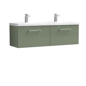 1200mm Wall Hung 2 Drawer Vanity & Double Basin - Nuie ARN822F Green, Green colour ,image 1
