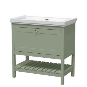 800mm Floor Standing Vanity & Basin 0TH - Hudson Reed BEX827H Green, Green colour ,image 1