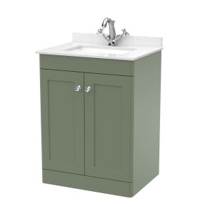 600mm Floor Standing 2 Door Vanity & Marble Top 1TH - Nuie CLC825WS1 Green, Green colour ,image 1