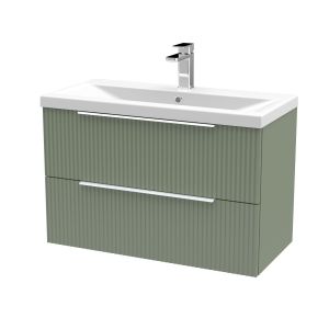 800mm Wall Hung 2 Drawer Vanity & Basin 1 - Hudson Reed DFF895A Green, Green colour ,image 1