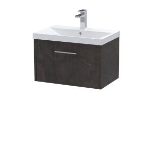 600mm Wall Hung 1 Drawer Vanity & Basin 3 - Hudson Reed JNU2622D Brown, Brown colour ,image 1