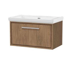 800mm Wall Hung Single Drawer Vanity with Basin - 0 Tap Hole - Hudson Reed LIL2725H Oak, Oak colour ,image 1