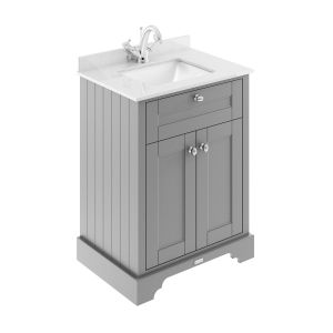 600mm Cabinet & Marble Top (1TH) - Hudson Reed LOF222S Grey, Grey colour ,image 1