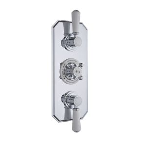 Triple Concealed Shower Valve with Diverter - Hudson Reed TSVT005 Chrome, Chrome & White colour ,image 1
