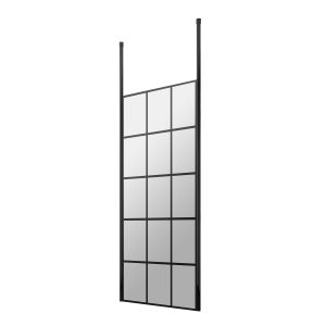 760mm Frame Screen With Ceiling Posts - Hudson Reed BFCP076 Matt Black, Black colour ,image 1