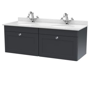 1200mm Wall Hung 2 Drawer Vanity & Marble Top - Nuie CLC1494WR2 Black, Black colour ,image 1