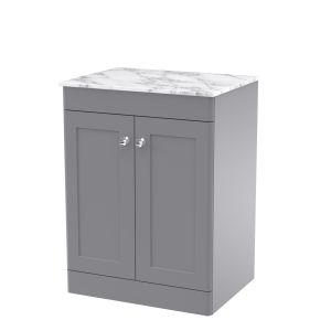 600mm Floor Standing 2-Door Vanity with Marble Top - Nuie CLC225CMT Grey, Grey colour ,image 1