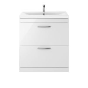800mm Floor Standing Vanity With Basin 1 - Nuie ATH055A Gloss White, White colour ,image 1