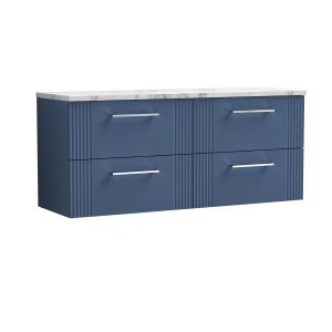 1200 Wall Hung 4-Drawer Vanity & Laminate Worktop - Nuie DPF393LCM2 Blue, Blue colour ,image 1