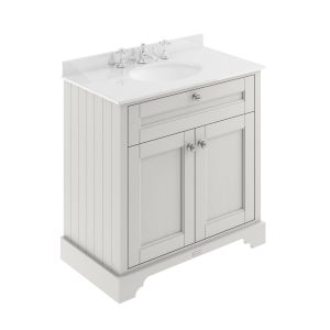 800mm Cabinet & Marble Top (3TH) - Hudson Reed LOF431 Timeless Sand, Grey colour ,image 1