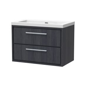 800mm Wall Hung 2-Drawer Vanity with Basin - 0 Tap Hole - Hudson Reed LIL2226K Grey, Grey colour ,image 1