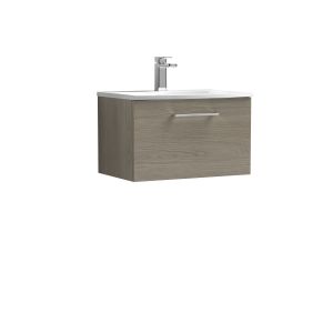 600mm Wall Hung 1 Drawer Vanity & Basin 4 - Nuie ARN2522G Oak, Oak colour ,image 1