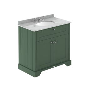 800mm Cabinet & Marble Top (3TH) - Hudson Reed LOF832 Hunter Green, Green colour ,image 1