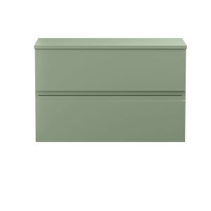 800mm Wall Hung 2 Drawer Unit & Worktop - Hudson Reed URB806W Green, Green colour ,image 1