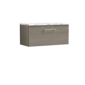 800mm Wall Hung 1-Drawer Vanity & Laminate Worktop - Nuie ARN2525LCM Oak, Oak colour ,image 1