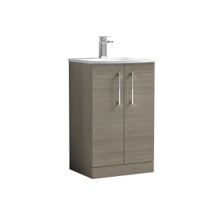 500mm Floor Standing 2 Door Vanity & Basin 4 - Nuie ARN2501G Oak, Oak colour ,image 1