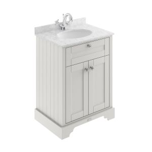 600mm Cabinet & Marble Top (1TH) - Hudson Reed LOF423 Timeless Sand, Grey colour ,image 1