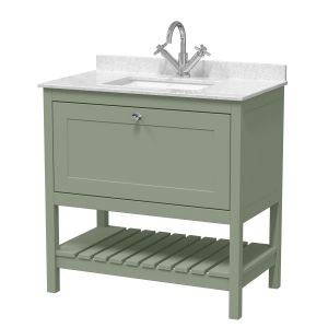 800mm Floor Standing Vanity & Marble Top 1TH - Hudson Reed BEX827WS1 Green, Green colour ,image 1