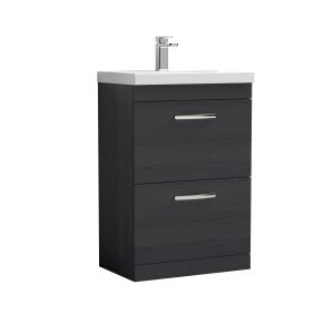600mm Floor Standing Vanity With Basin 1 - Nuie ATH033A Charcoal Black, Hacienda Black colour ,image 1