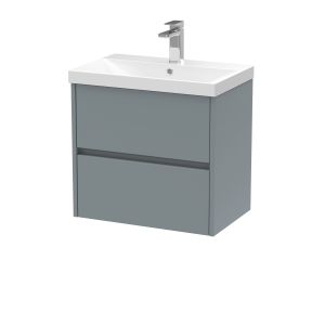 600mm Wall Hung 2 Drawer Unit & Basin 3 - Nuie HAV2304D Grey, Grey colour ,image 1