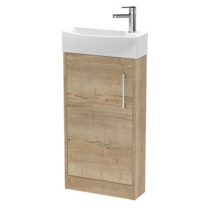 440mm Floor Standing 1 Door Unit & 1TH Basin LH - Hudson Reed JNU1821L Oak, Oak colour ,image 1