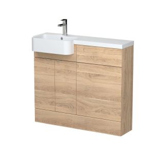 1000mm Combination Unit & Left Hand Semi Recessed Basin - Hudson Reed CBI3044 Oak, Oak colour ,image 1