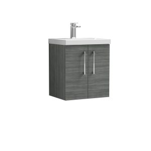 500mm Wall Hung 2 Door Vanity & Basin 1 - Nuie ARN521A Grey, Grey colour ,image 1