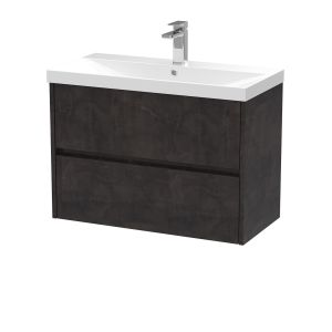 800mm Wall Hung 2 Drawer Unit & Basin 3 - Nuie HAV2606D Brown, Brown colour ,image 1