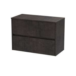800mm Wall Hung 2 Drawer Unit & Worktop - Nuie HAV2606W Brown, Brown colour ,image 1