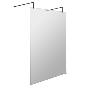 1400mm Wetroom Screen with Arms and Feet - Hudson Reed BGPAF14 Matt Black, Black colour ,image 1