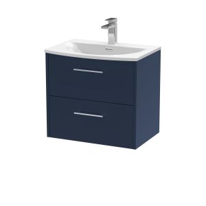 600mm Wall Hung 2-Drawer Vanity & Basin 4 - Hudson Reed JNU2924G Blue, Blue colour ,image 1