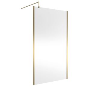 1200mm Outer Framed Wetroom Screen with Support Bar - Hudson Reed WRSOBB12 Brushed Brass, Brass colour ,image 1