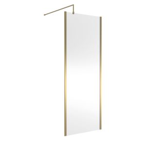 800mm Outer Framed Wetroom Screen with Support Bar - Hudson Reed WRSOBB80 Brushed Brass, Brass colour ,image 1