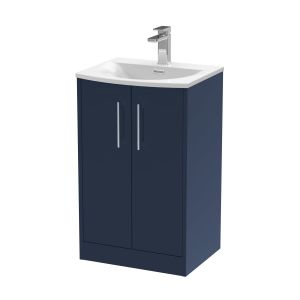 500mm Floor Standing 2-Door Vanity & Basin 4 - Hudson Reed JNU2901G Blue, Blue colour ,image 1