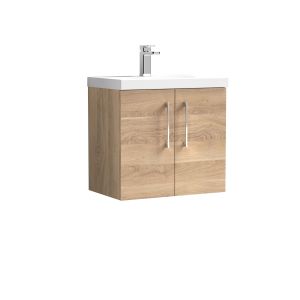 600mm Wall Hung 2-Door Vanity & Basin 3 - Nuie ARN3023D Oak, Oak colour ,image 1