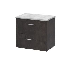 600mm Wall Hung 2 Drawer Vanity & Worktop - Hudson Reed JNU2624LBG Brown, Brown colour ,image 1