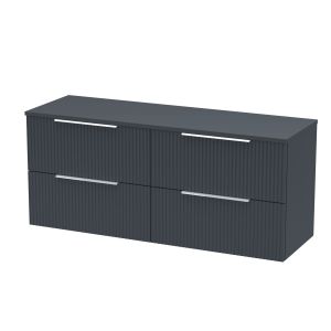 1200mm Wall Hung 4 Drawer Vanity & Worktop - Hudson Reed DFF1493W2 Black, Black colour ,image 1