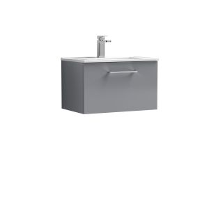 600mm Wall Hung 1 Drawer Vanity & Basin 2 - Nuie ARN2222B Grey, Grey colour ,image 1