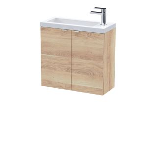 600mm 2-Door Wall Hung Unit & Basin - Hudson Reed CBI3029 Oak, Oak colour ,image 1