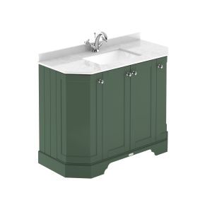 1000mm 4-Door Angled Unit & Marble Top 1TH - Hudson Reed LOF883 Hunter Green, Green colour ,image 1
