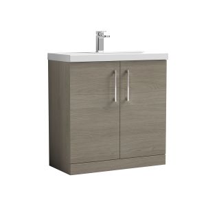 800mm Floor Standing 2 Door Vanity & Basin 3 - Nuie ARN2505D Oak, Oak colour ,image 1