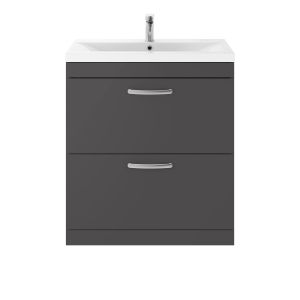 800mm Floor Standing Cabinet With Basin 1 - Nuie ATH079A Gloss Grey, Grey colour ,image 1