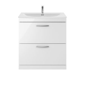 800mm Floor Standing Vanity With Basin 4 - Nuie ATH055G Gloss White, White colour ,image 1